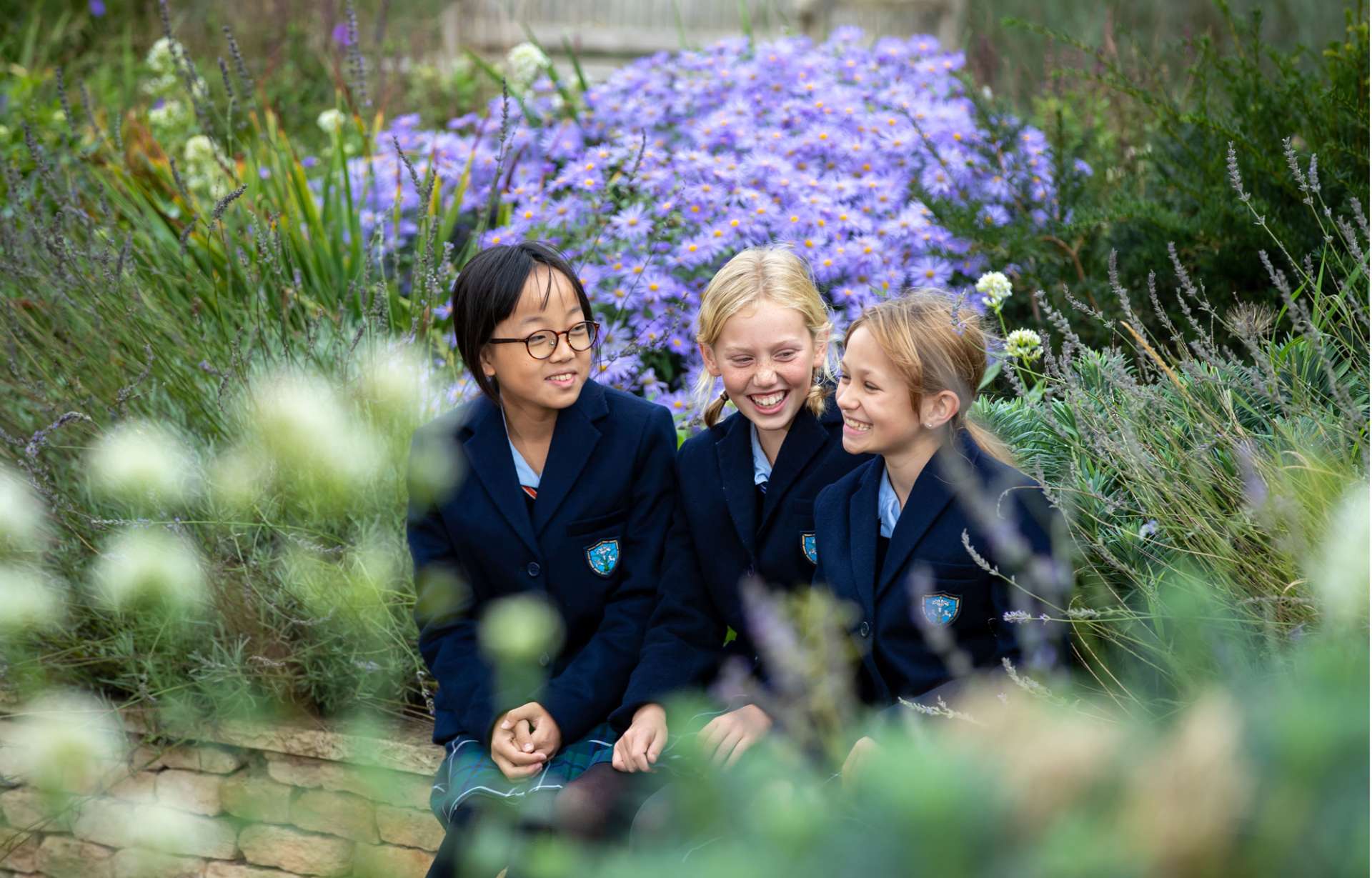 Girls in the garden of St Mary's independent boarding school